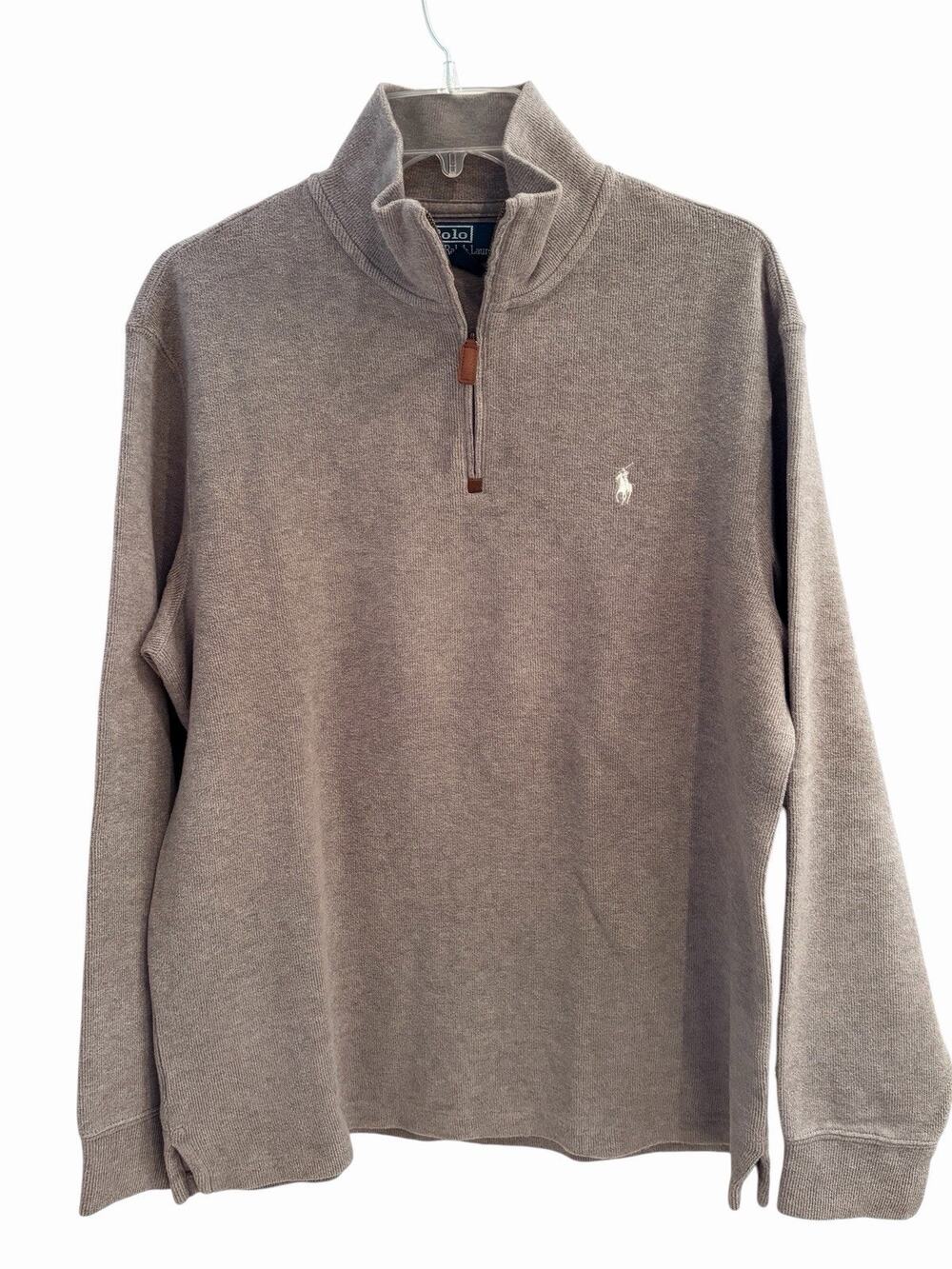 Polo Ralph Lauren Men's Taupe Cotton Fleece 1/4 Zip Sweatshirt Top Size M